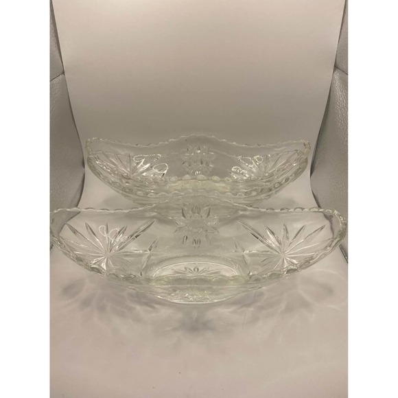 Vintage Anchor Hocking Star of David Banana Split Gondola Boat Dish Bowl Set - Picture 1 of 6